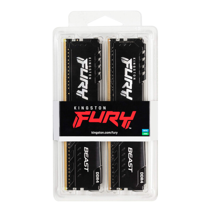 kingston fury beast ddr4-minne - hastighet=3200mts total kit kapacitet=64gb kit=kit med 2 dram densitet=16gbit