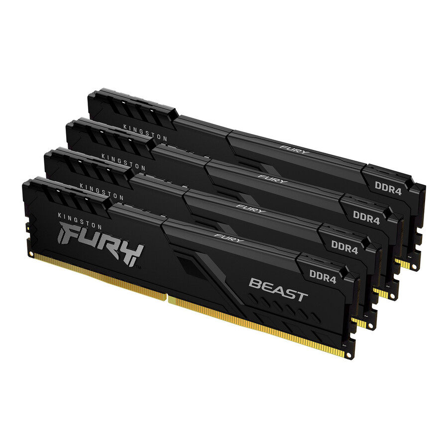 kingston fury beast ddr4-minne - hastighet=3200mts total kit kapacitet=64gb kit=kit med 4 dram-minnen densitet=16gbit