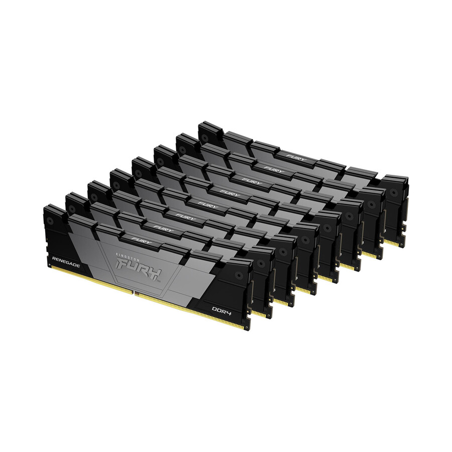 kingston fury renegade ddr4-minne - hastighet=3200mts total kit kapacitet=64gb kit=kit med 4 dram-minnen densitet=8gbit