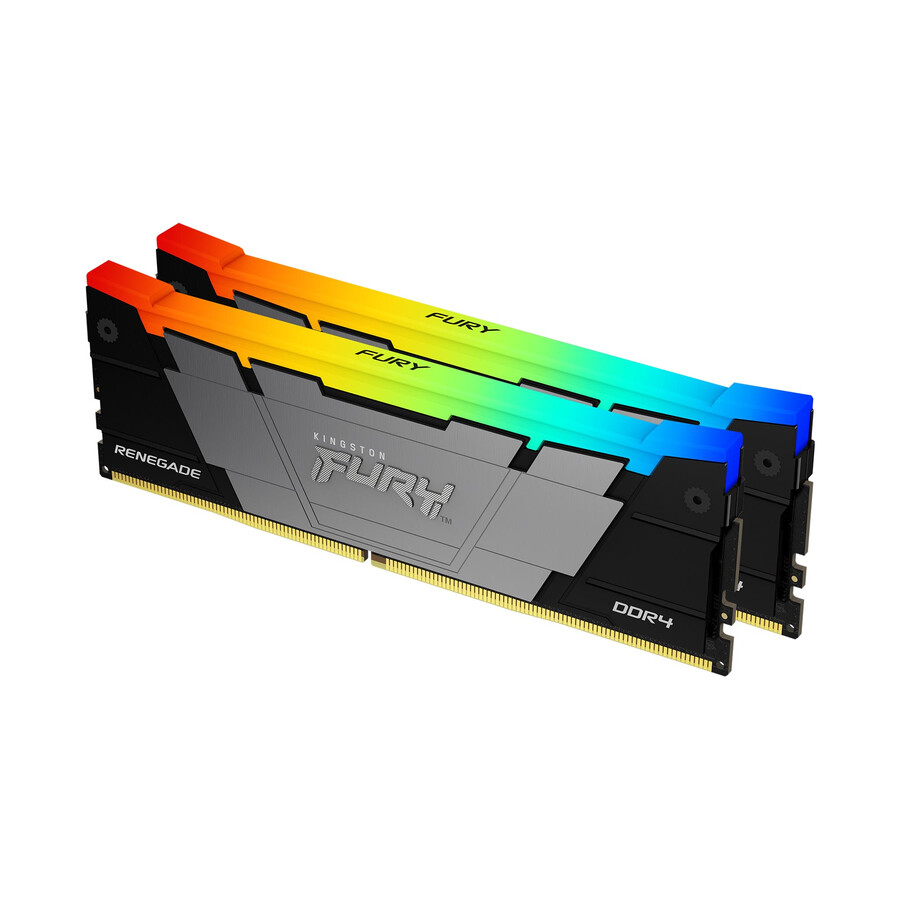 kingston fury renegade ddr4 rgb-minne - hastighet=4000mts total kit kapacitet=16gb kit=kit med 2 dram-minnens densitet=8gbit