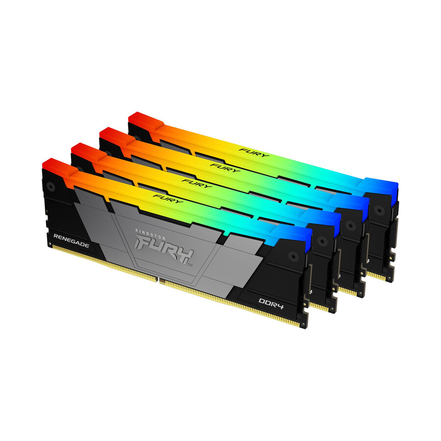 kingston fury renegade ddr4 rgb-minne - hastighet=4000mts total kit kapacitet=16gb kit=kit med 2 dram-minnens densitet=8gbit