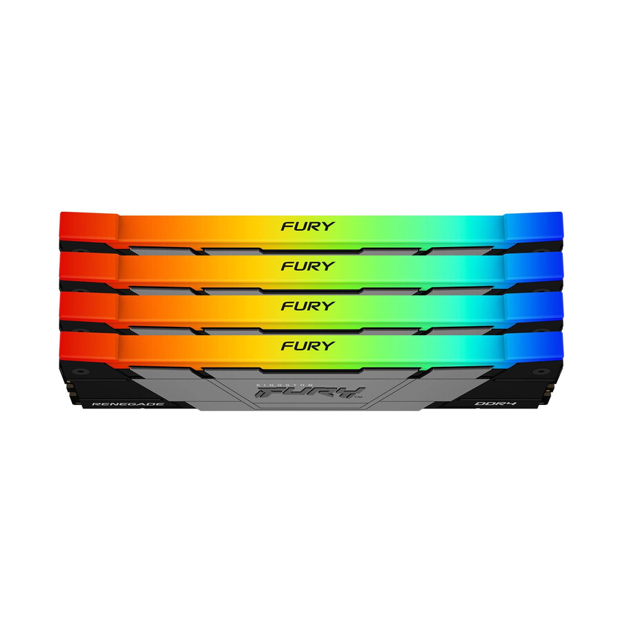 kingston fury renegade ddr4 rgb-minne - hastighet=3600mts total kit kapacitet=32gb kit=kit med 4 dram-minnen densitet=8gbit