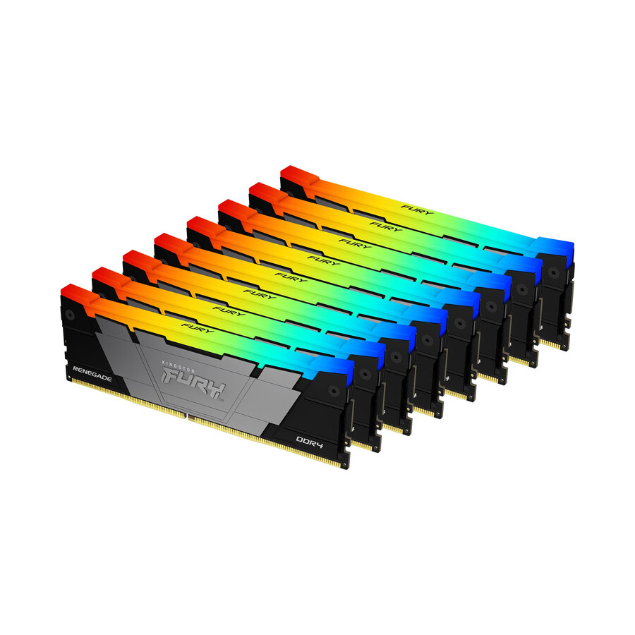 kingston fury renegade ddr4 rgb-minne - hastighet=3600mts total kit kapacitet=128gb kit=kit med 4 dram-minnen densitet=16gbit
