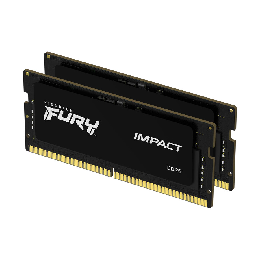 kingston fury impact ddr5-minne - hastighet=4800mts total kit kapacitet=64gb kit=kit med 2 dram densitet=16gb bit profiltyp=pluginplay