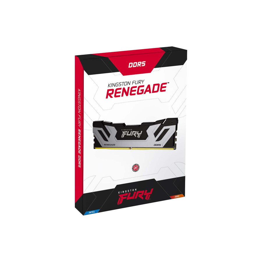 kingston fury renegade ddr5-minne - modultyp=udimm hastighet=7600mts total kit kapacitet=16gb kit=single modul dramdensitet=16gb färg=svart