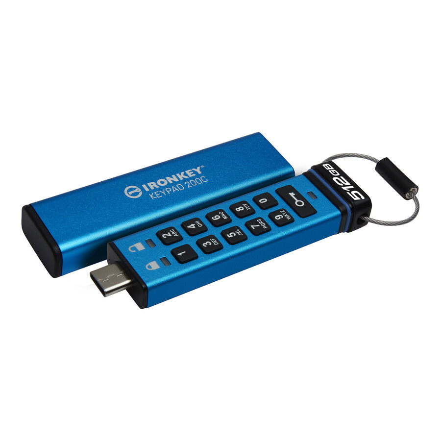 kingston ironkey keypad 200-serien usb-minne - kapacitet=128 gb kontakt=usb-a
