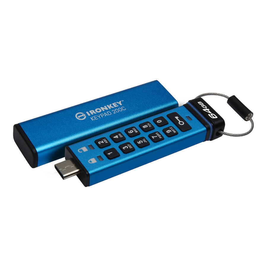 kingston ironkey keypad 200-serien usb-minne - kapacitet=128 gb kontakt=usb-c