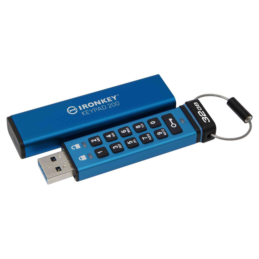 kingston ironkey keypad 200-serien usb-minne - kapacitet=128 gb kontakt=usb-c