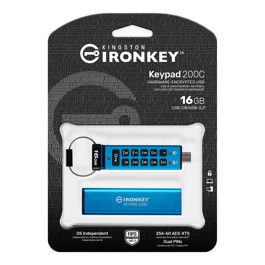 kingston ironkey keypad 200-serien usb-minne - kapacitet=512 gb kontakt=usb-c