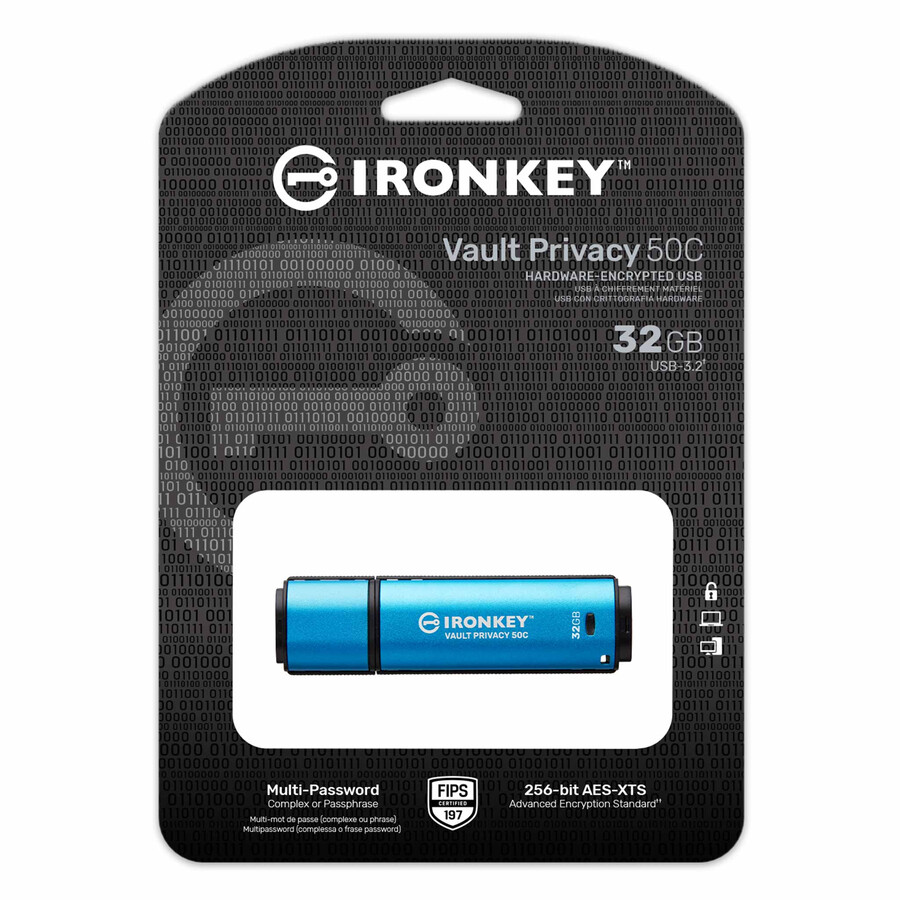 kingston ironkey vault privacy 50-serien - kapacitet=16 gb hastighetsklass=usb 3.2 gen 1 kontakt=usb-c