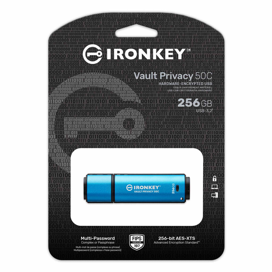kingston ironkey vault privacy 50-serien - kapacitet=128 gb hastighetsklass=usb 3.2 gen 1 kontakt=usb-c