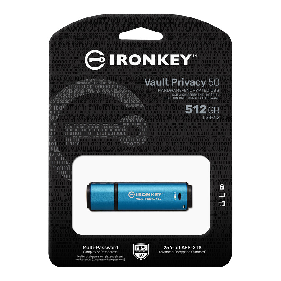 kingston ironkey vault privacy 50-serien - kapacitet=256 gb hastighetsklass=usb 3.2 gen 1 kontakt=usb-c